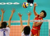 多哈亚运会女排小组赛  中国3比0轻松战胜中国台北