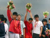 中国田径公开赛男子4X100米颁奖仪式