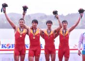 亚运赛艇男子四人双桨 中国队遥遥领先收金牌