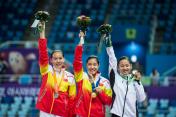 亚运会蹦床女子网上个人决赛 中国选手李丹摘金钟杏平得银