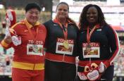 北京田径世锦赛女子铅球赛颁奖仪式