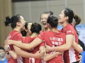 15/16赛季女排联赛半决赛第五回合 江苏队3比2淘汰上海队进决赛