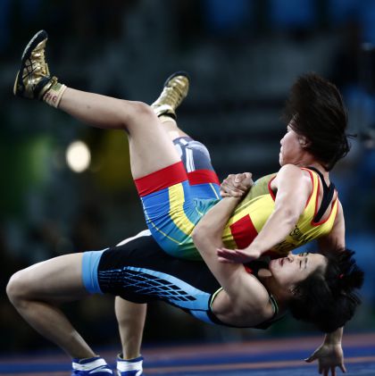 里约奥运会女子自由式摔跤铜牌争夺战  中国选手孙亚楠闪电胜出