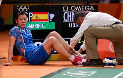 里约奥运羽毛球女子单打半决赛 李雪芮受伤无缘决赛