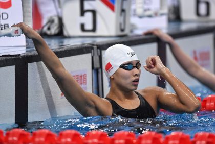 朱梦惠夺全国游泳冠军赛女子100米自由泳冠军