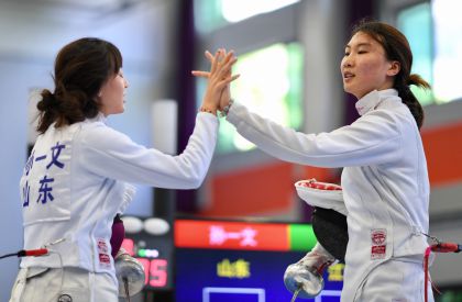 全国击剑冠军赛暨全运会预赛女子重剑团体赛 江苏击败山东晋级
