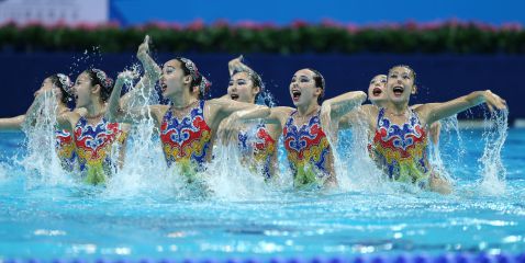 全运会花样游泳集体项目自由自选决赛  江苏队获冠军
