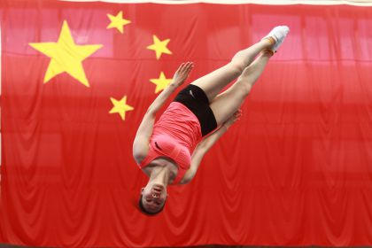 中国蹦床队在京备战全运会
