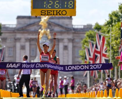 世界田径锦标赛女子20公里竞走  中国选手杨家玉获得冠军