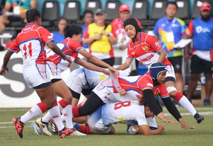 雅加达亚运会七人橄榄球女子1/4决赛  中国晋级半决赛