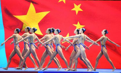 中国队获2019年国际泳联世锦赛花游集体自由组合银牌