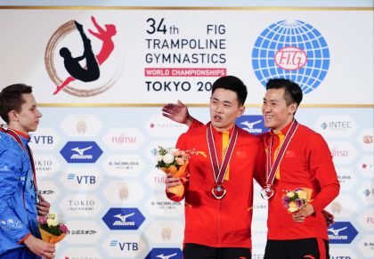 第34届世界蹦床锦标赛男子网上个人决赛  中国队高磊获得金牌