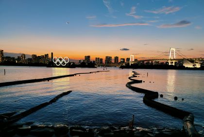 2020东京奥运会开幕在即 暮色中的东京湾景色怡人