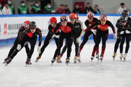 第十四届全国冬季运动会短道速滑男子5000米接力决赛 吉林夺冠