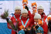 亚冬会越野滑雪女子4X5公里接力赛 中国队获得亚军