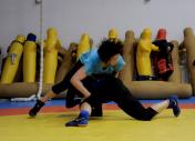 中国女子摔跤队备战奥运测试赛