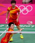 伦敦奥运会羽毛球女双赛 于洋/王晓理小组赛首轮获胜