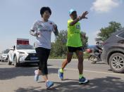 “挑战100”进入第80天  陈盆滨在河北廊坊完成挑战