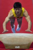 青运会体操赛 陶昊鹏男跳马得亚军