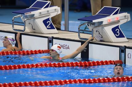 里约奥运会女子100米蛙泳小组赛  中国选手史婧琳晋级