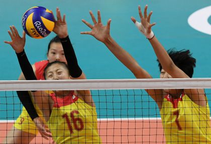 里约奥运会女排小组赛 中国队1比3负于美国队