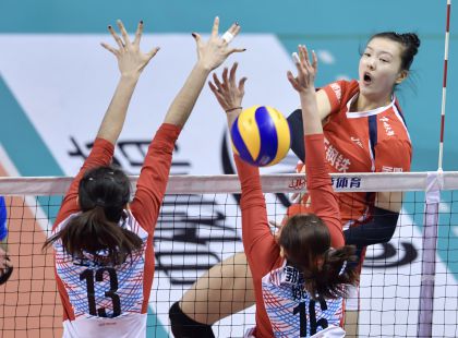 中国女子排球联赛半决赛  江苏3比0胜天津