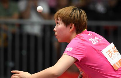 2017年世乒赛女单第三轮 朱雨玲4比0胜对手进16强