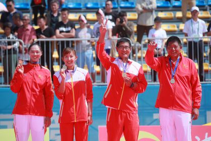 第十三届全运会沙滩排球女子决赛 浙江山东联队王凡/岳园夺冠