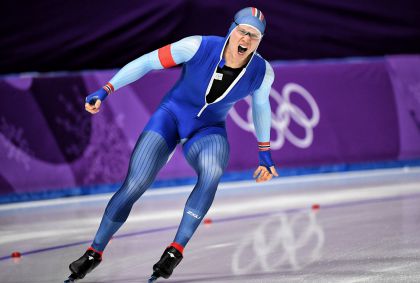 平昌冬奥会男子500米速滑决赛 洛伦岑创赛会纪录夺得金牌