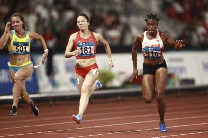 韦永丽获雅加达亚运会田径项目女子百米铜牌