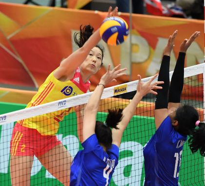 女排世锦赛复赛F组比赛  中国女排3比0胜泰国女排