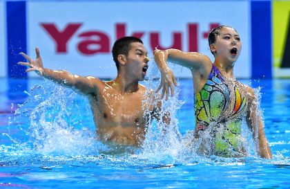 2019年国际泳联世锦赛花样游泳 程文涛/石浩屿混双自由自选得第六