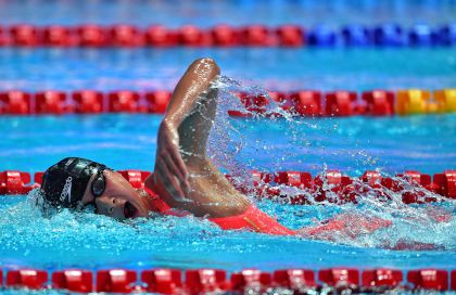 国际泳联世锦赛女子1500米自由泳预赛 王简嘉禾预赛第七晋级半决赛