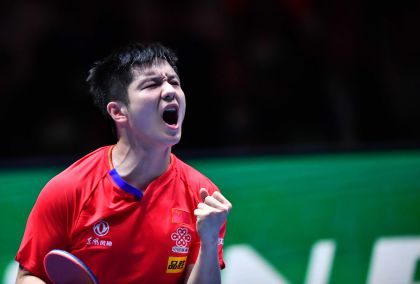 乒乓球团体世界杯男团决赛  单打比赛中国队樊振东胜韩国队张禹珍