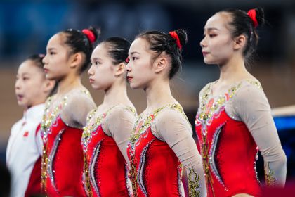 东京奥运会即将开幕 中国女子体操队训练备战