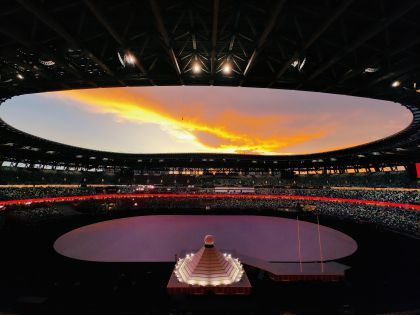 2020年夏奥会开幕式在即 东京国立竞技场蓄势待发