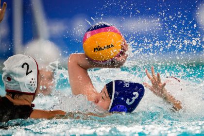 杭州亚运会女子水球循环赛 日本33比2击败韩国。