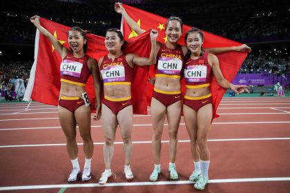 杭州亚运会田径女子4x100米接力决赛 中国队夺冠