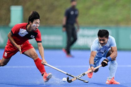 杭州亚运会男子曲棍球半决赛  印度5比3胜韩国