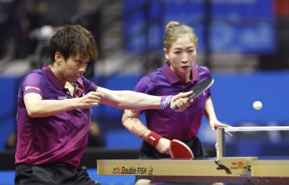 十五运会乒乓球混合双打半决赛 广东队林高远/刘诗雯4比3胜辽宁队王艺迪/袁励岑