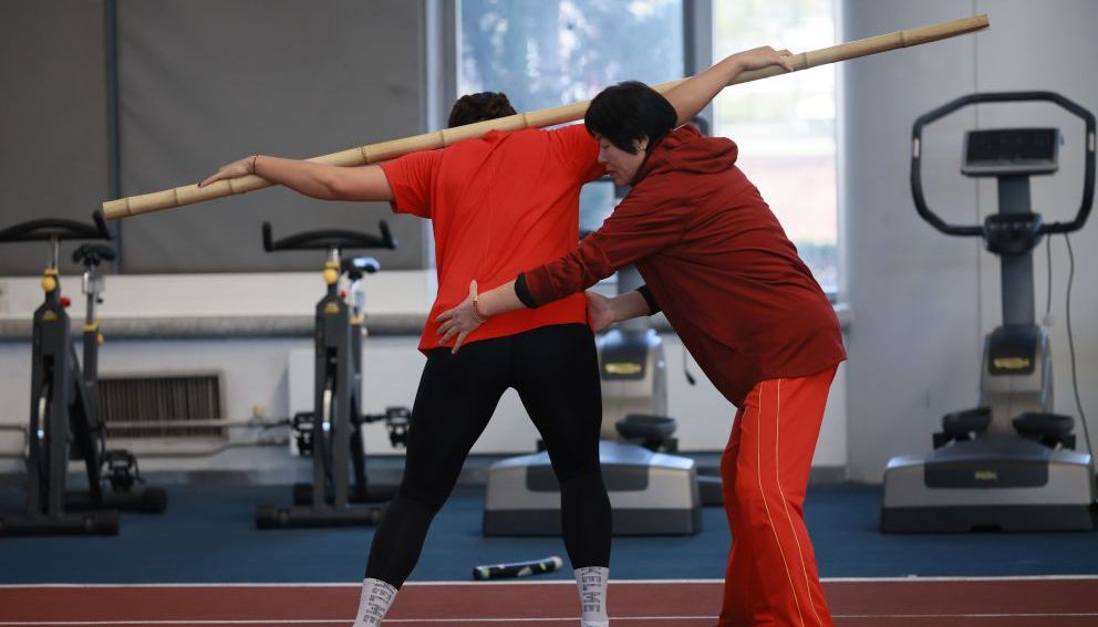 中国田径队在北京体育大学训练