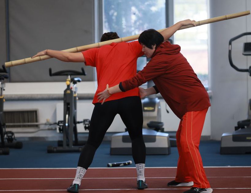 中国田径队在北京体育大学训练