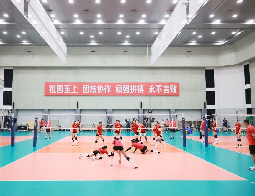 中国女子排球队在国家体育总局举行公开训练课