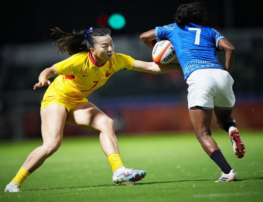 爱知-名古屋亚运会七人制橄榄球女子小组赛 中国队41比5击败印度队